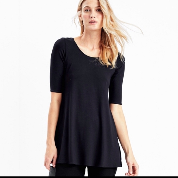 Eileen Fisher Tops - Eileen Fisher soft stretch silk elbow sleeve tunic